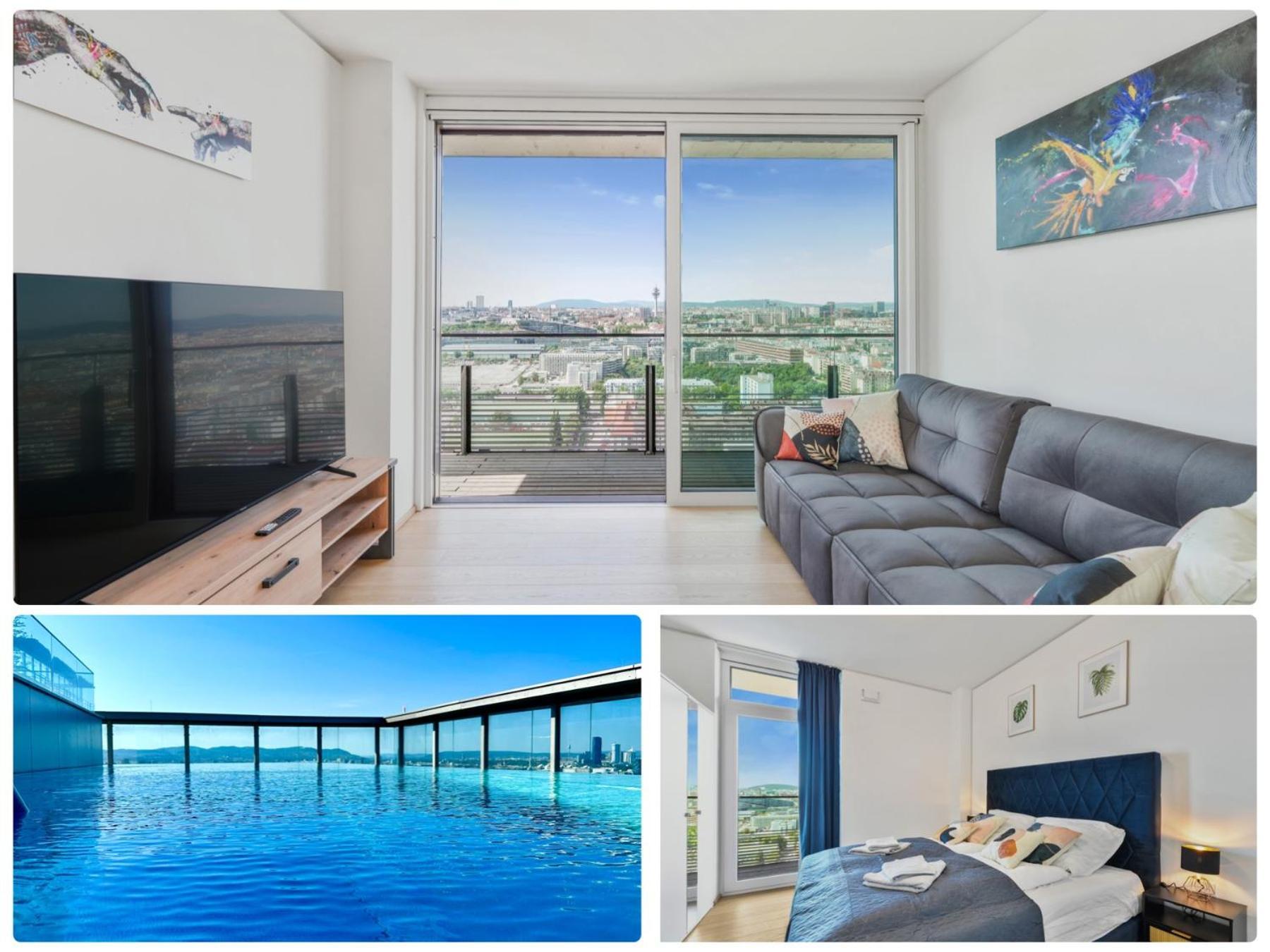 Luxury Penthouse I Rooftop Pool I Self Check-In เวียนนา ภายนอก รูปภาพ